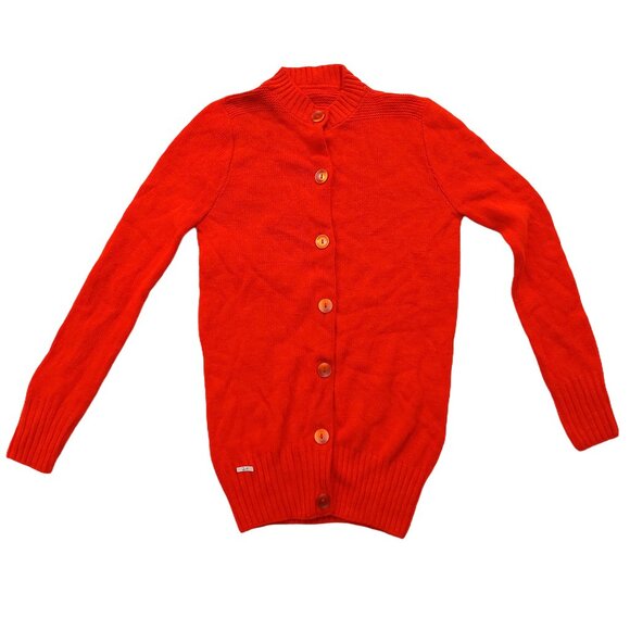 Pure Vintage 1940s-1950s Long Sleeve Red Knit Cardigan Sweater - Picture 1 of 7